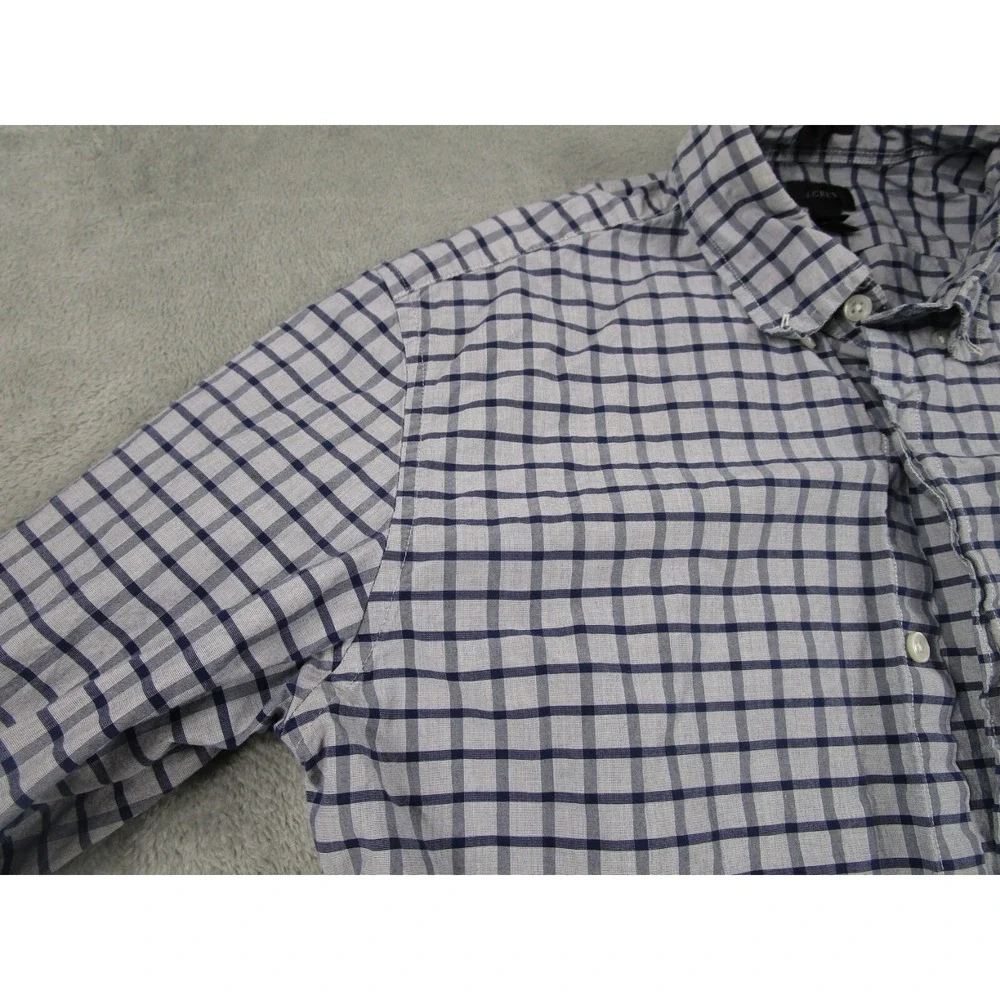J Crew Shirt Mens Medium‎ Gray Checked Slim Fit Button Down Preppy Long Sleeve